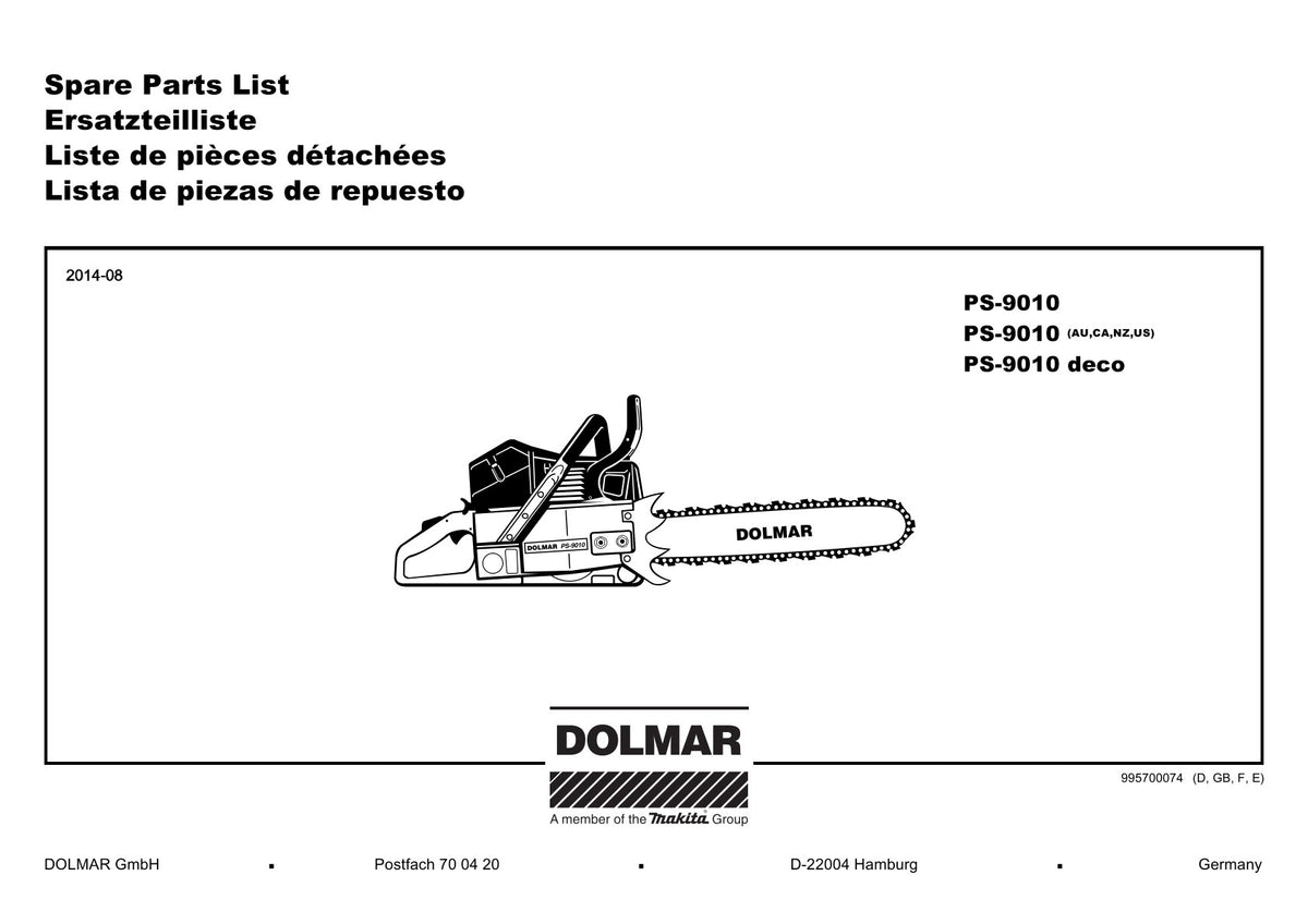 Pièces détachées tronçonneuse thermique Makita PS-9010