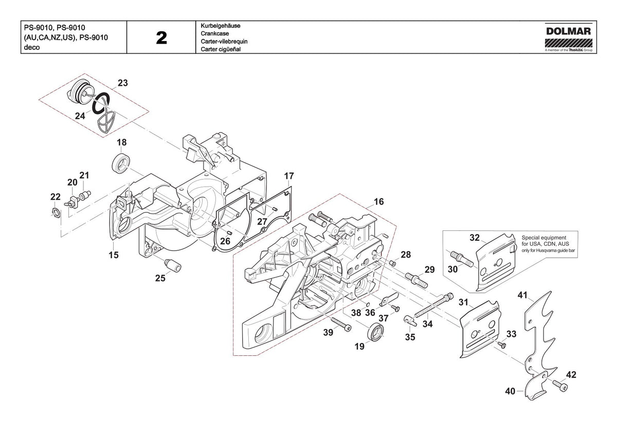 Pièces détachées tronçonneuse thermique Makita PS-9010