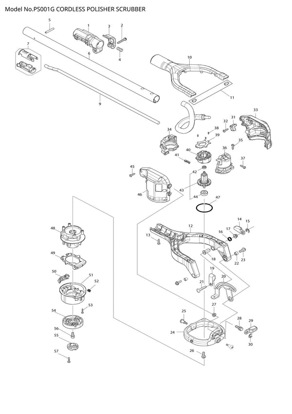 Pièces détachées tronçonneuse sans fil Makita PS001G