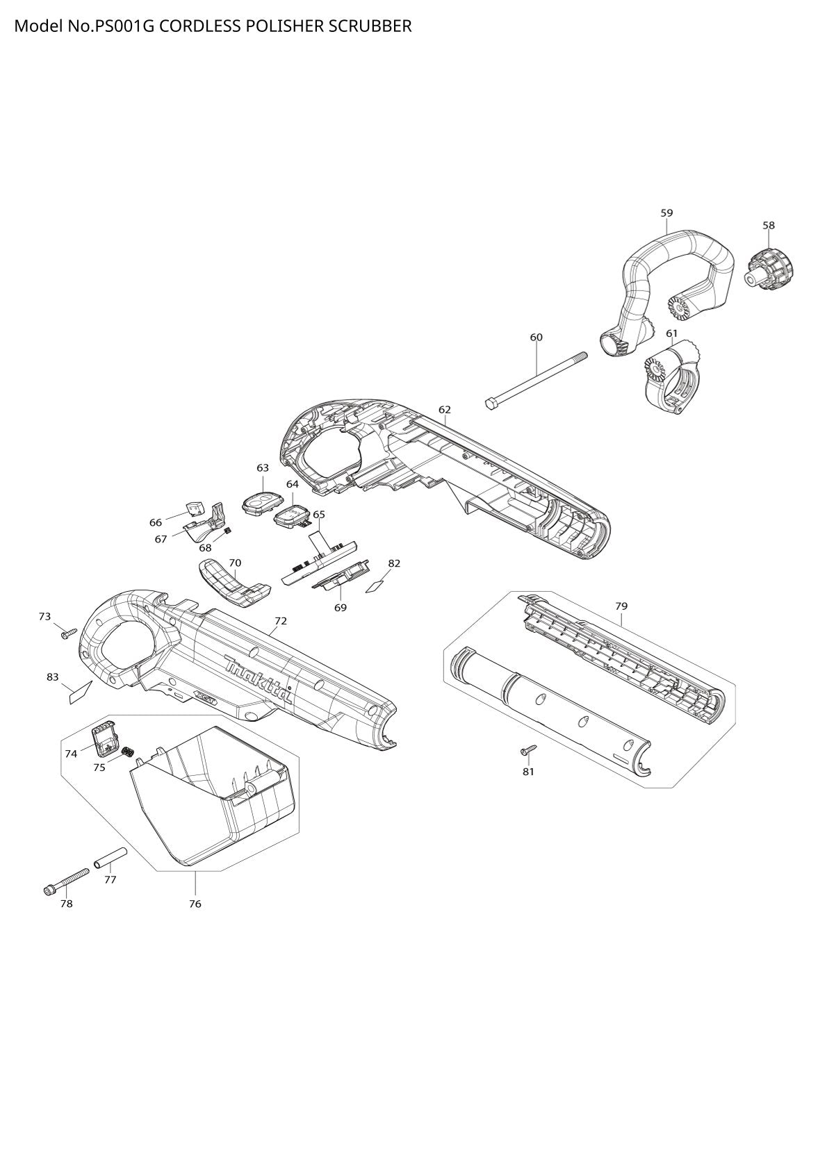 Pièces détachées tronçonneuse sans fil Makita PS001G