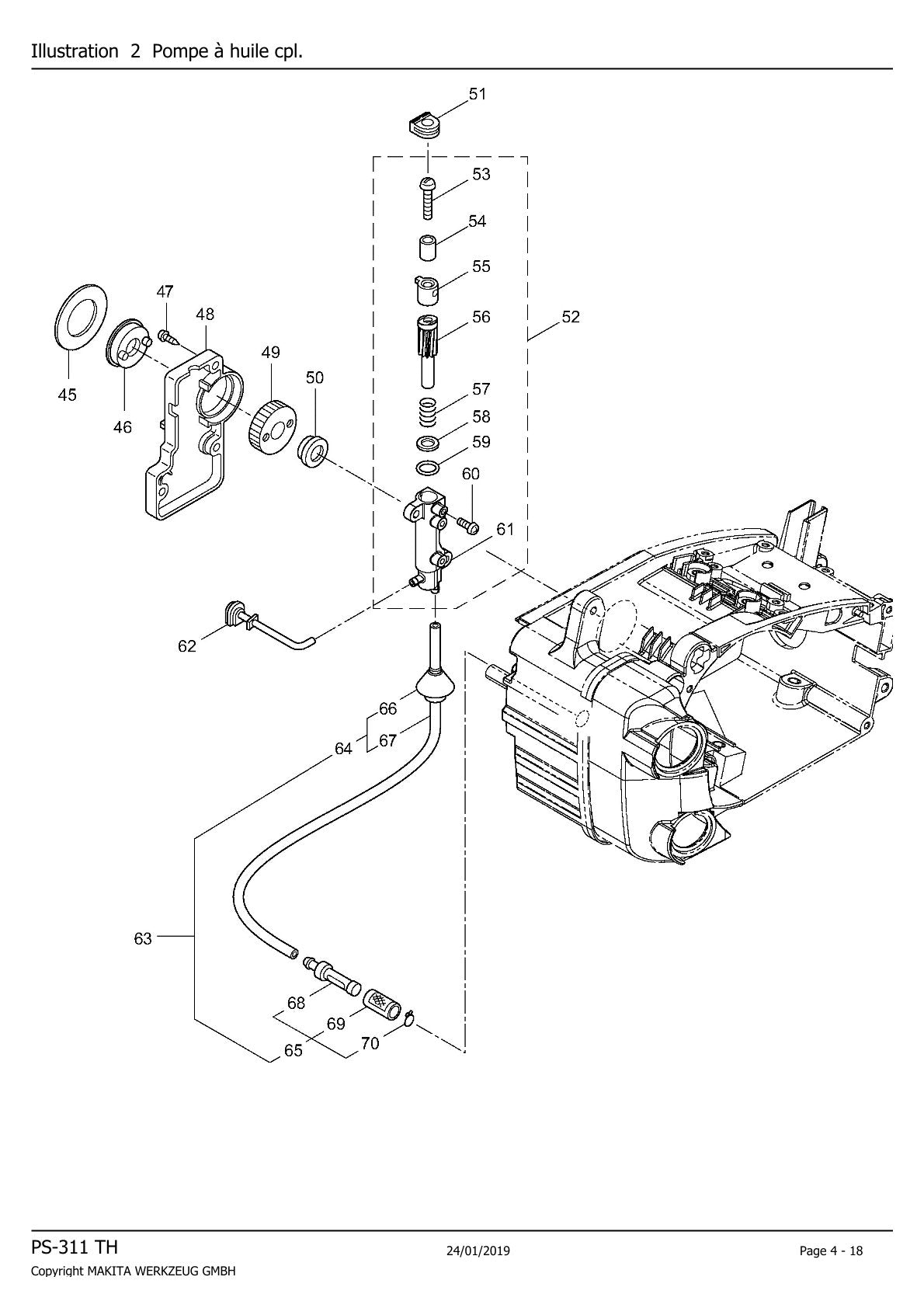 Pièces détachées tronçonneuse thermique Makita PS311TH