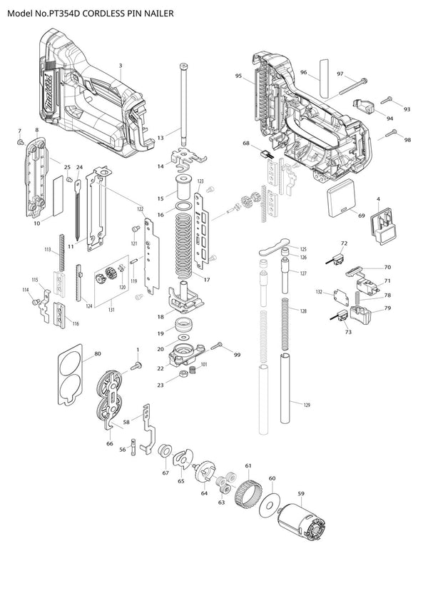 Pièces détachées cloueur sans fil Makita PT354D