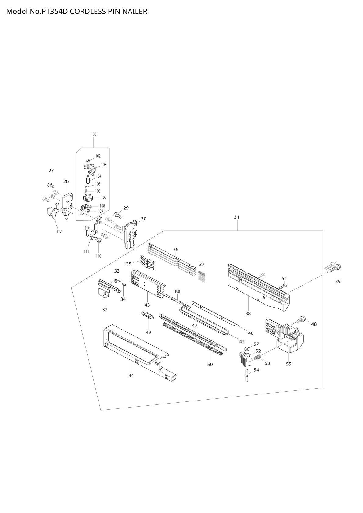 Pièces détachées cloueur sans fil Makita PT354D