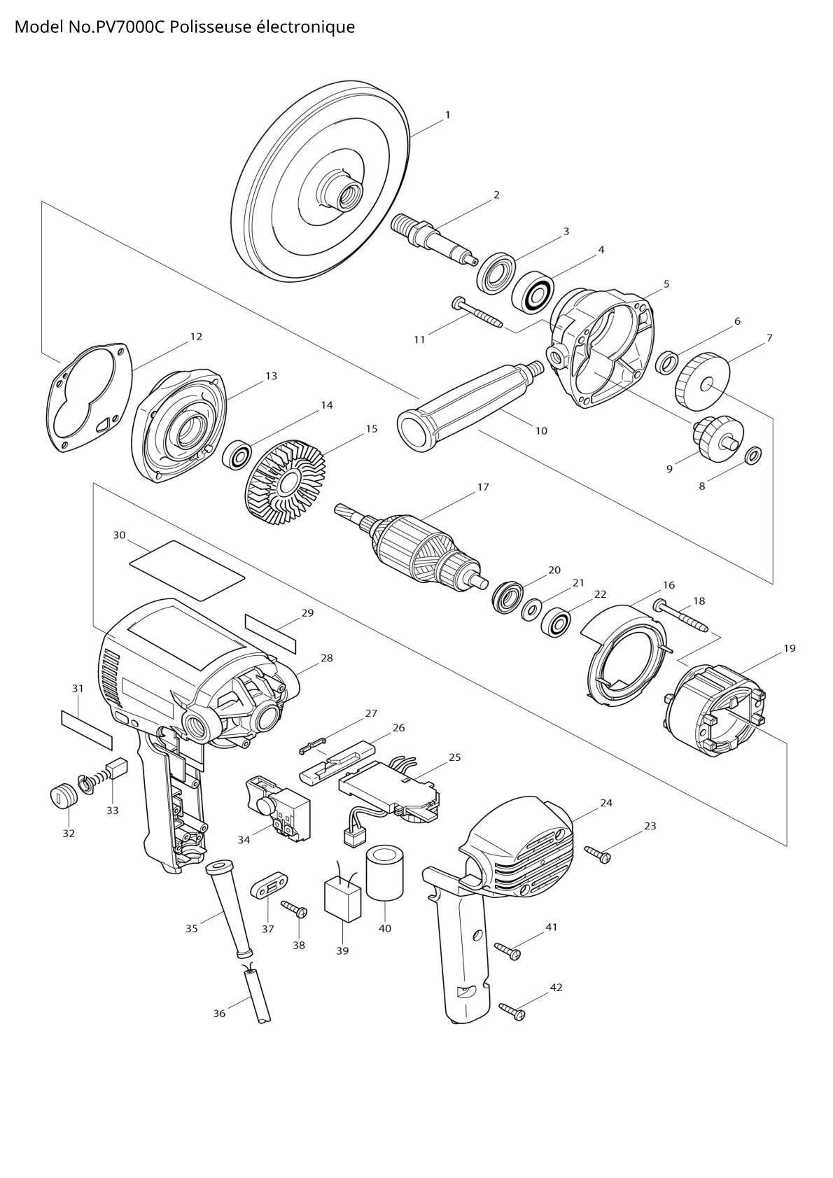 Pièces détachées polisseuse Makita PV7000C
