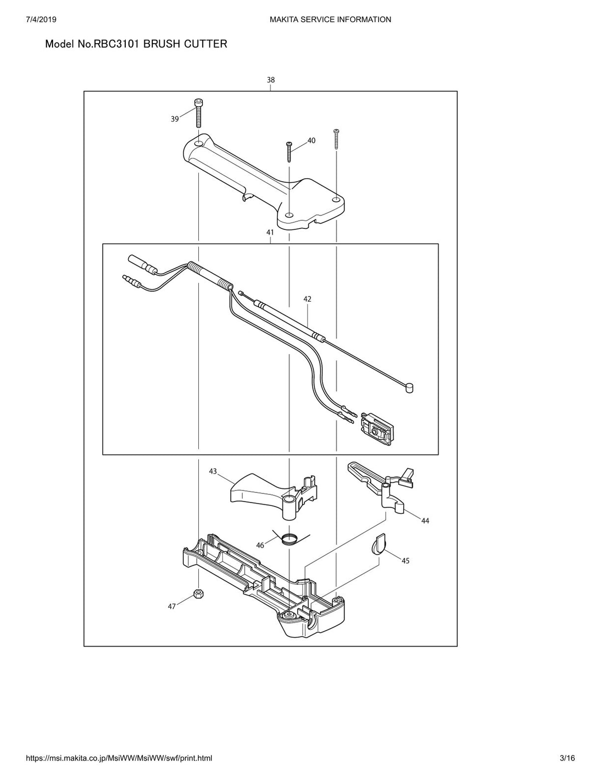 Pièces détachées débroussailleuse thermique Makita RBC3101