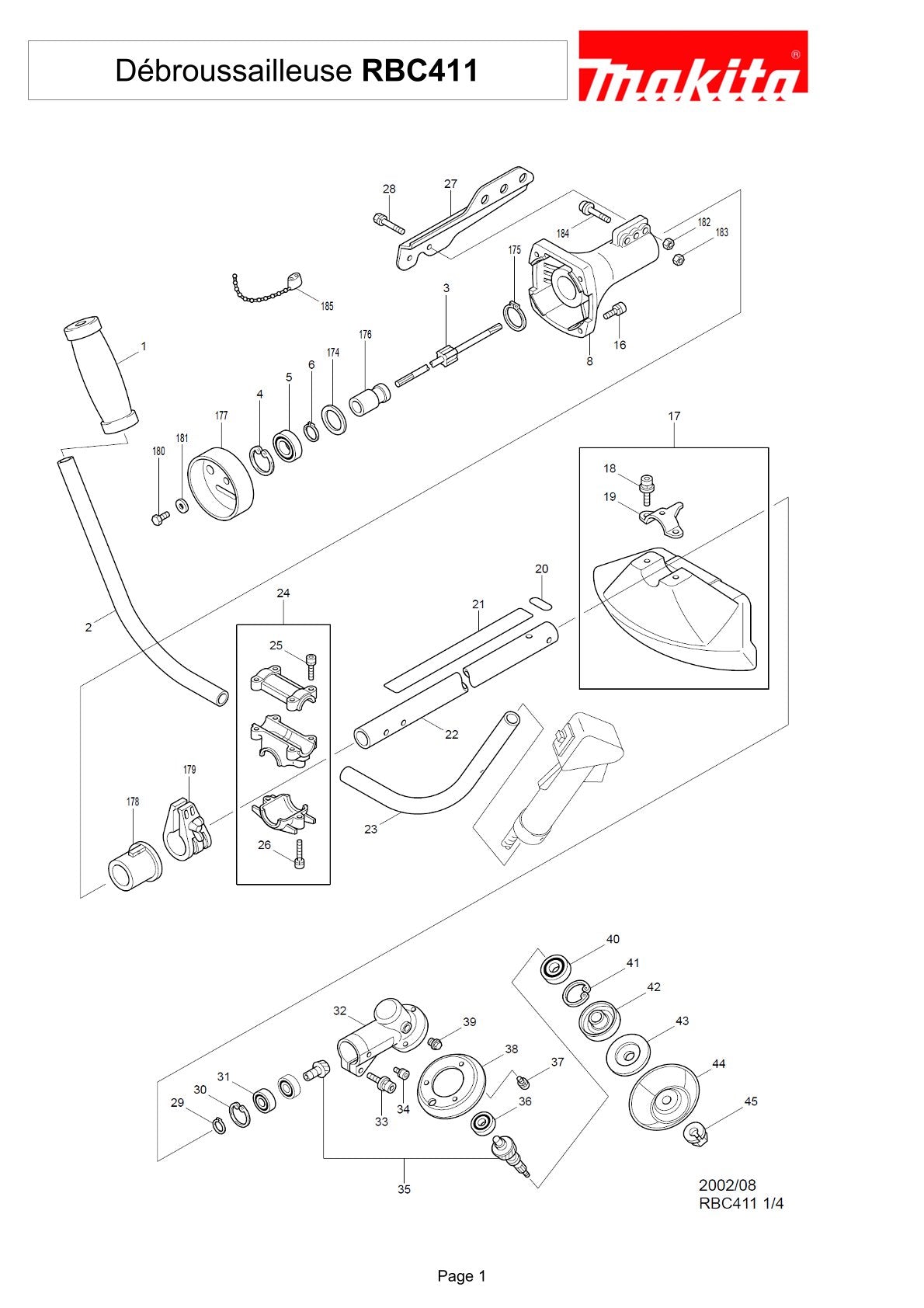Pièces détachées débroussailleuse thermique Makita RBC411