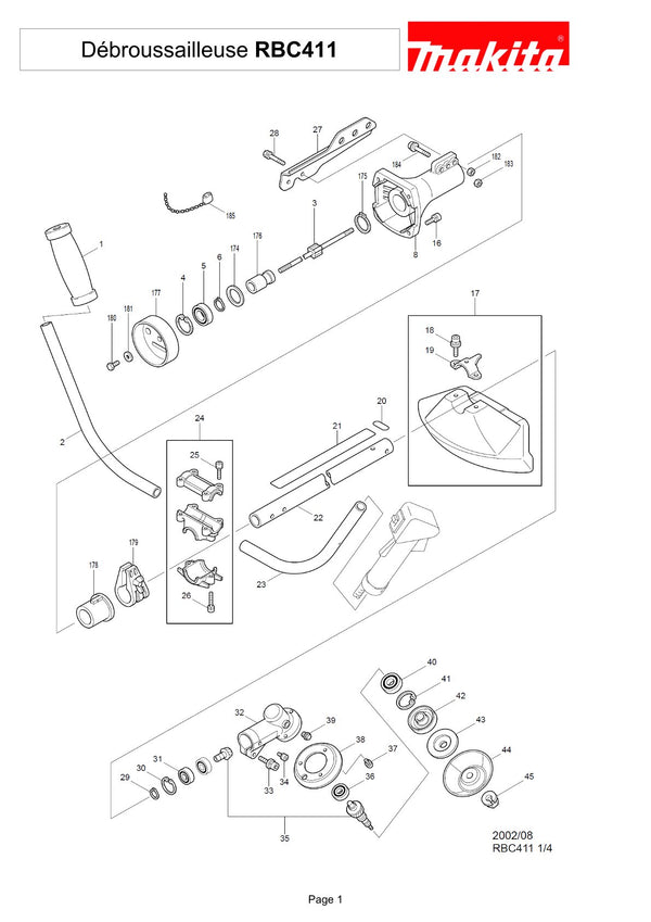 Pièces détachées débroussailleuse thermique Makita RBC411