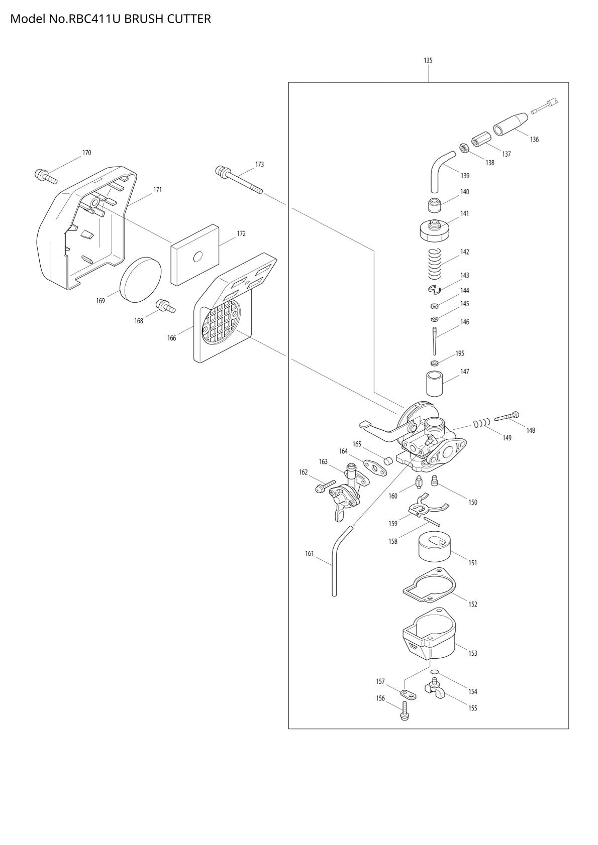 Pièces détachées débroussailleuse thermique Makita RBC411U
