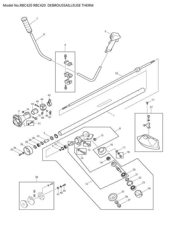 Pièces détachées débroussailleuse thermique Makita RBC420