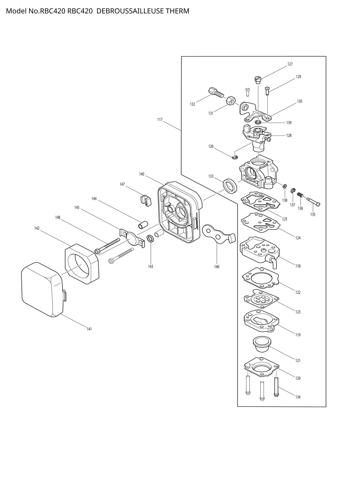 Pièces détachées débroussailleuse thermique Makita RBC420