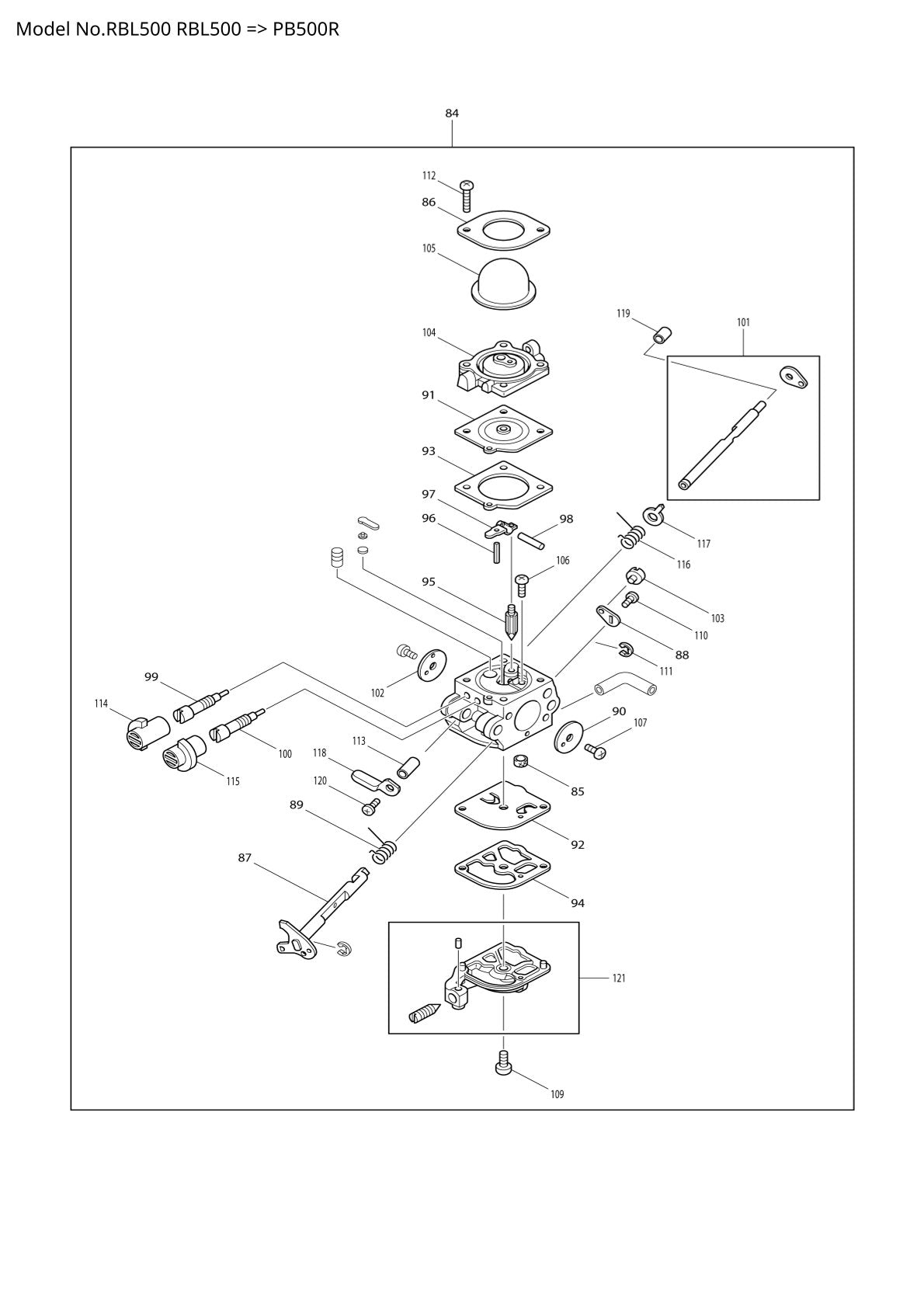 Pièces détachées outil de jardin thermique Makita RBL500