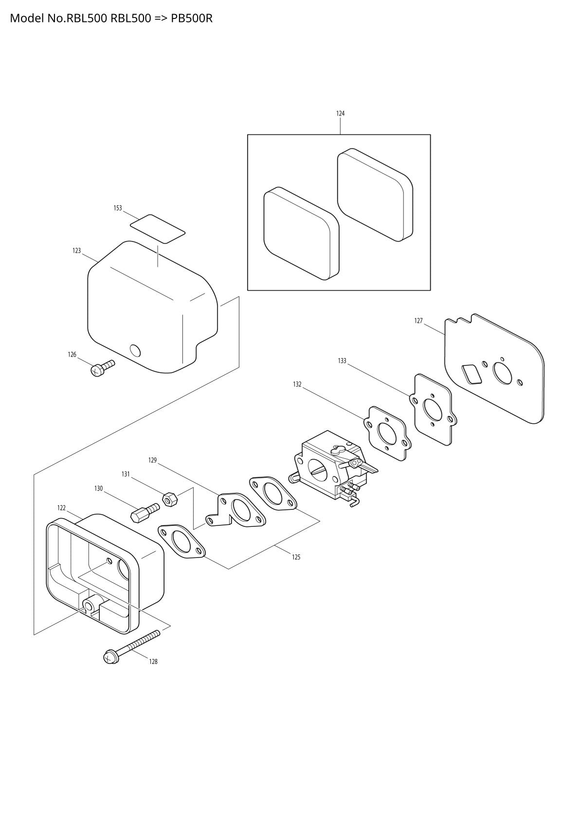 Pièces détachées outil de jardin thermique Makita RBL500