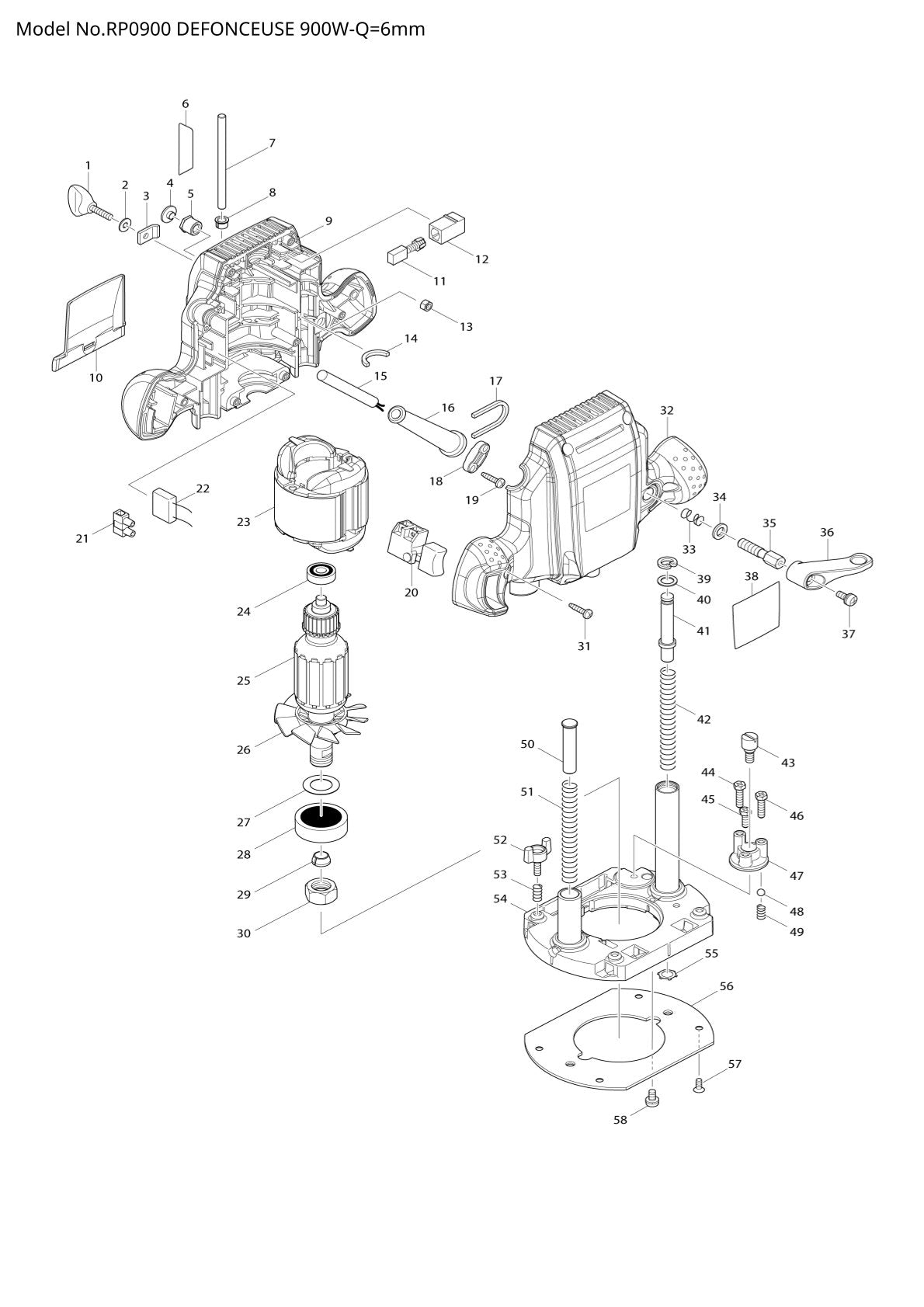 Pièces détachées défonceuse Makita RP0900