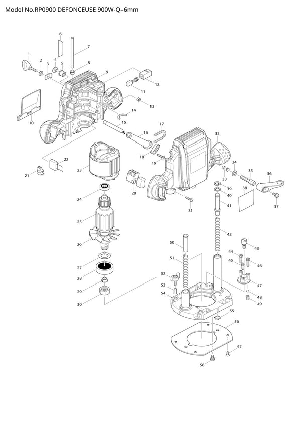 Pièces détachées défonceuse Makita RP0900