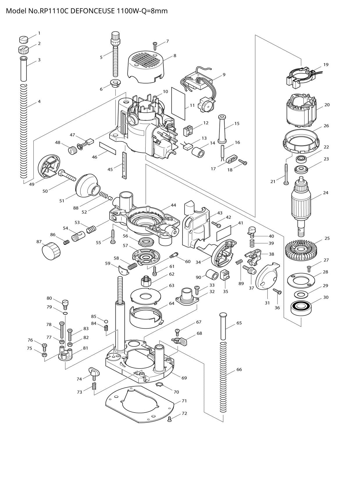 Pièces détachées défonceuse Makita RP1110C