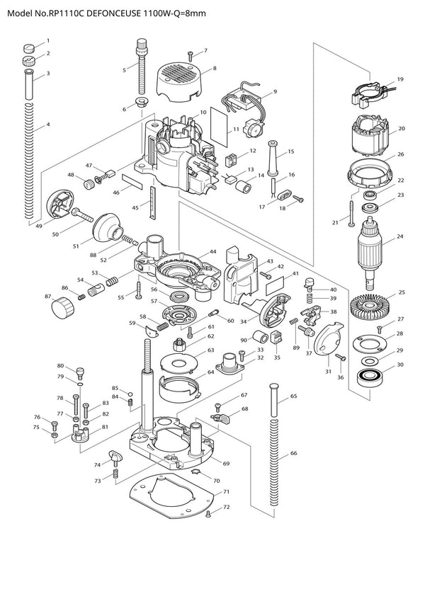 Pièces détachées défonceuse Makita RP1110C