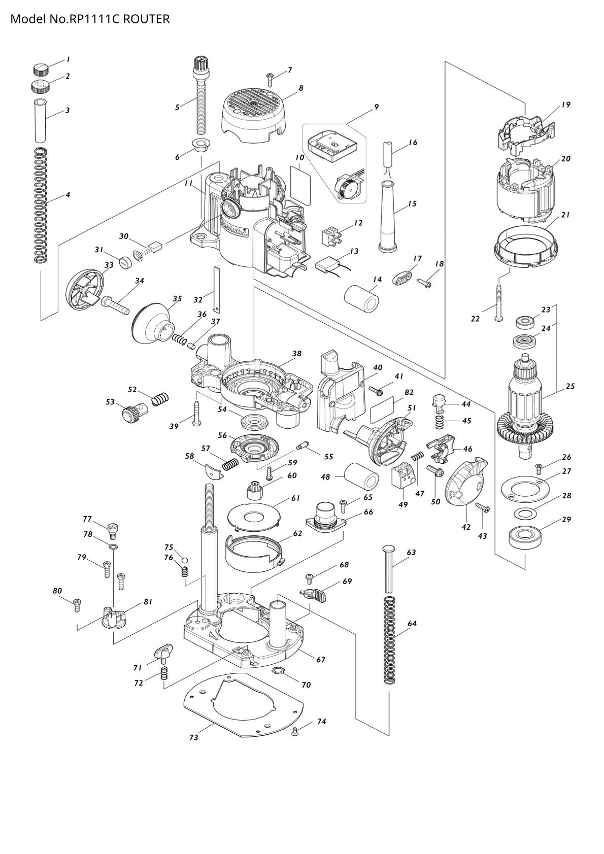 Pièces détachées défonceuse Makita RP1111C