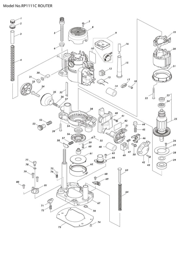 Pièces détachées défonceuse Makita RP1111C