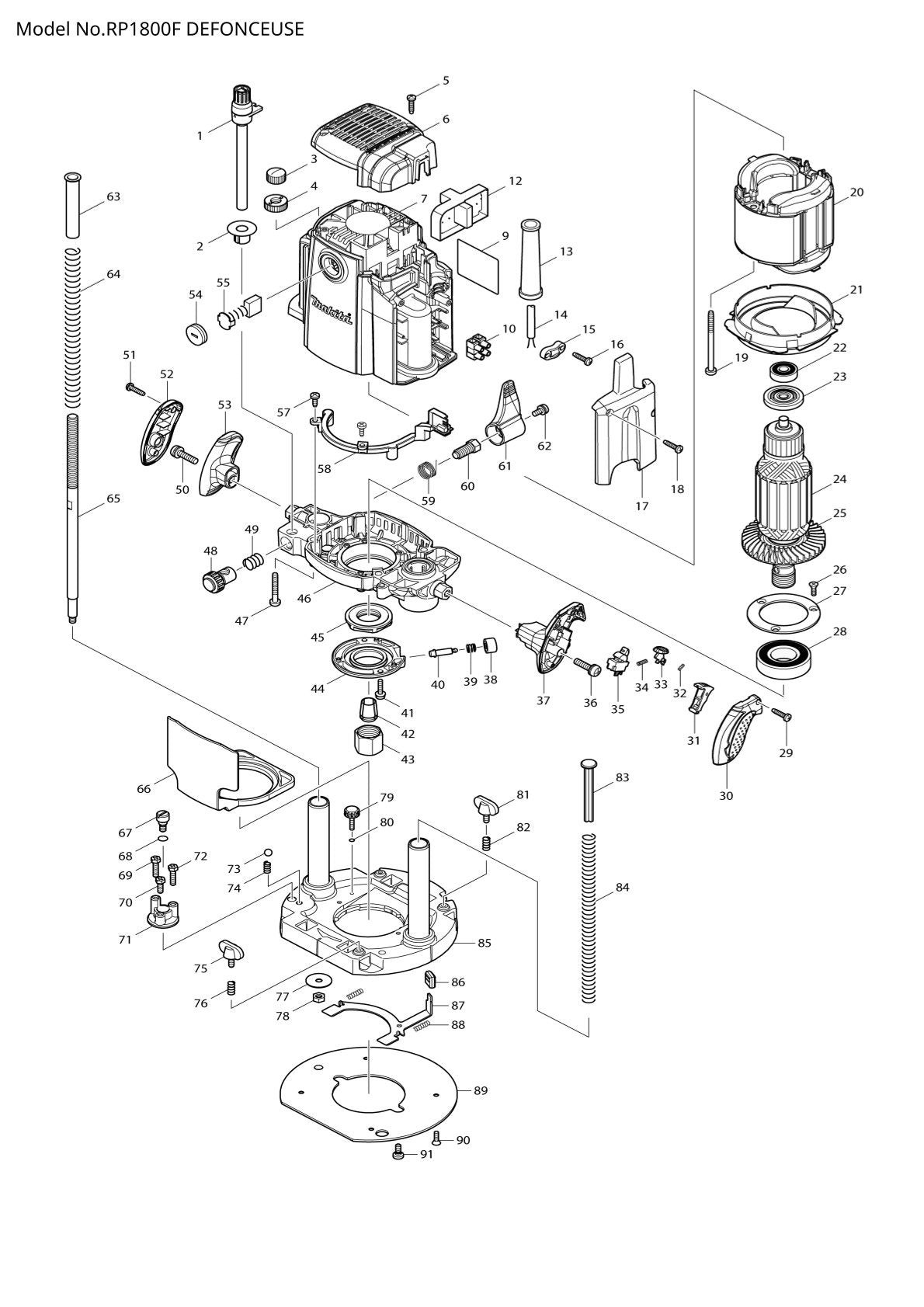 Pièces détachées défonceuse Makita RP1800F