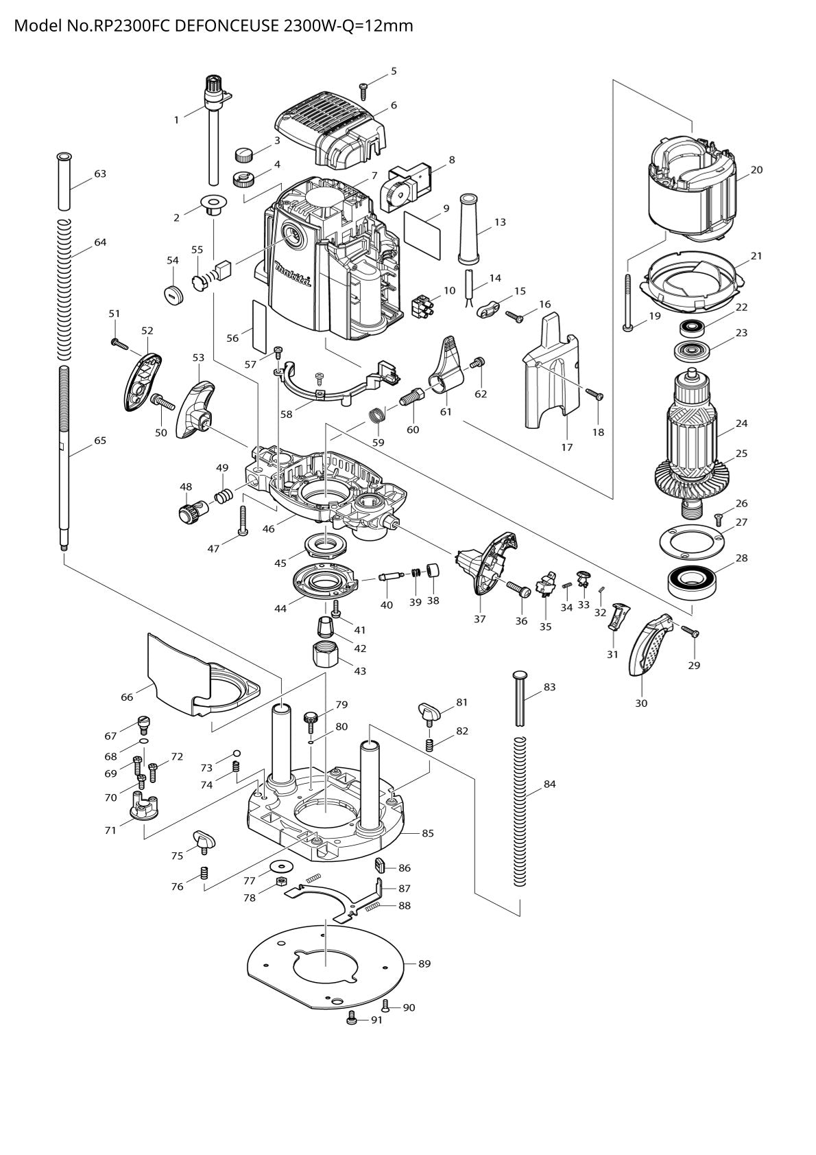 Pièces détachées défonceuse Makita RP2300FC