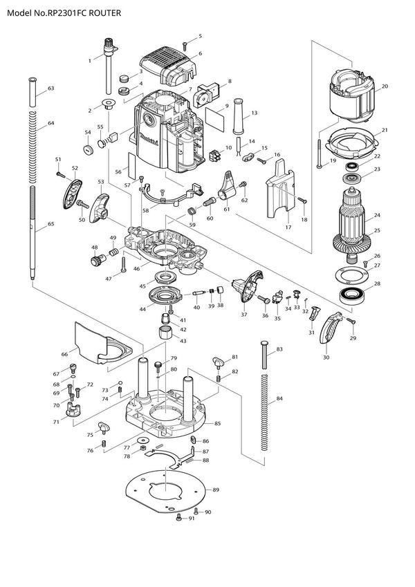 Pièces détachées défonceuse Makita RP2301FC