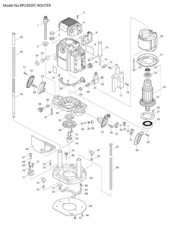 Pièces détachées défonceuse Makita RP2302FC