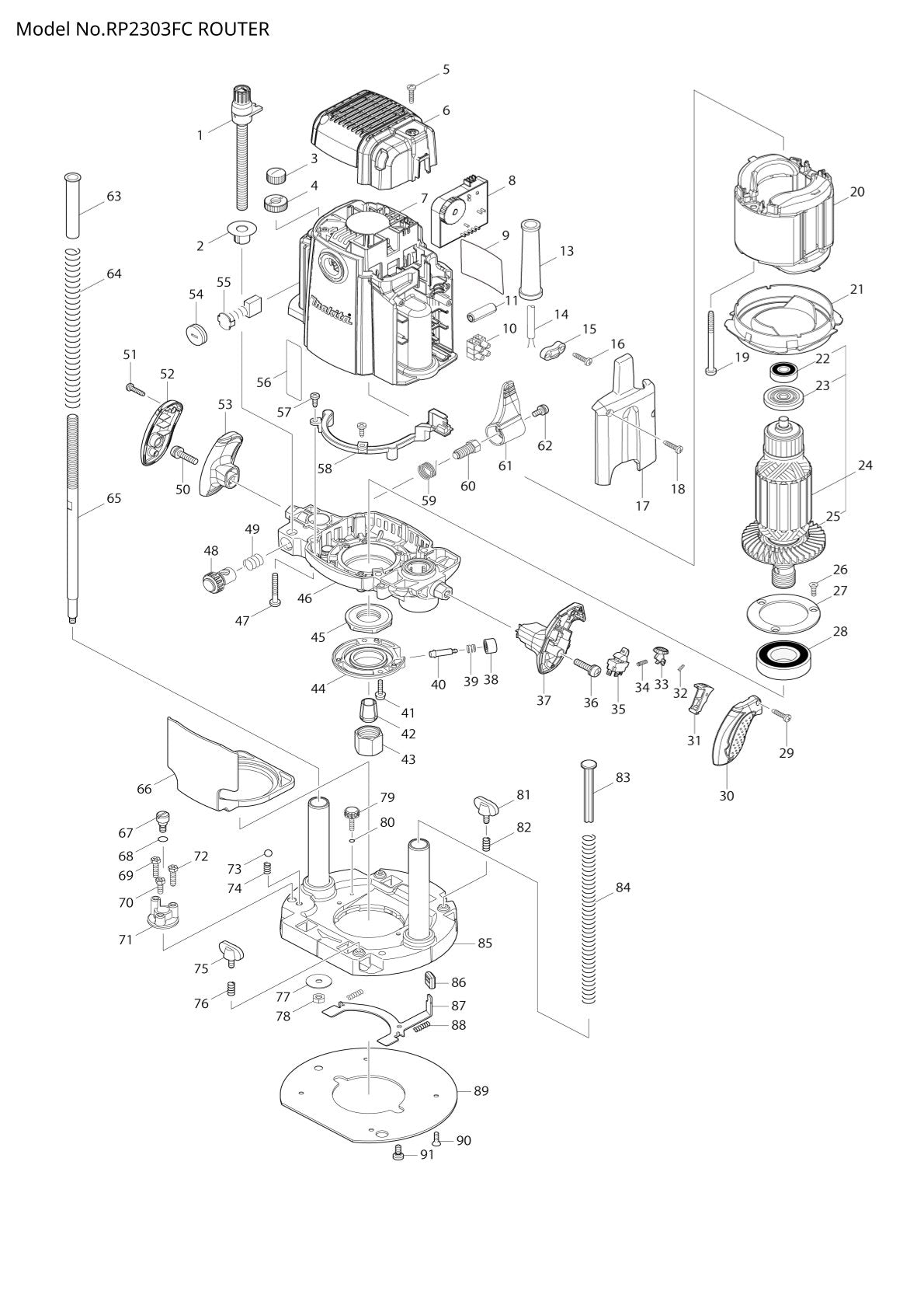 Pièces détachées défonceuse Makita RP2303FC