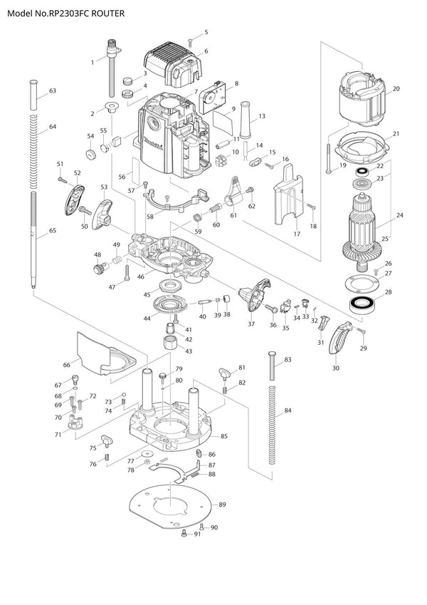 Pièces détachées défonceuse Makita RP2303FC