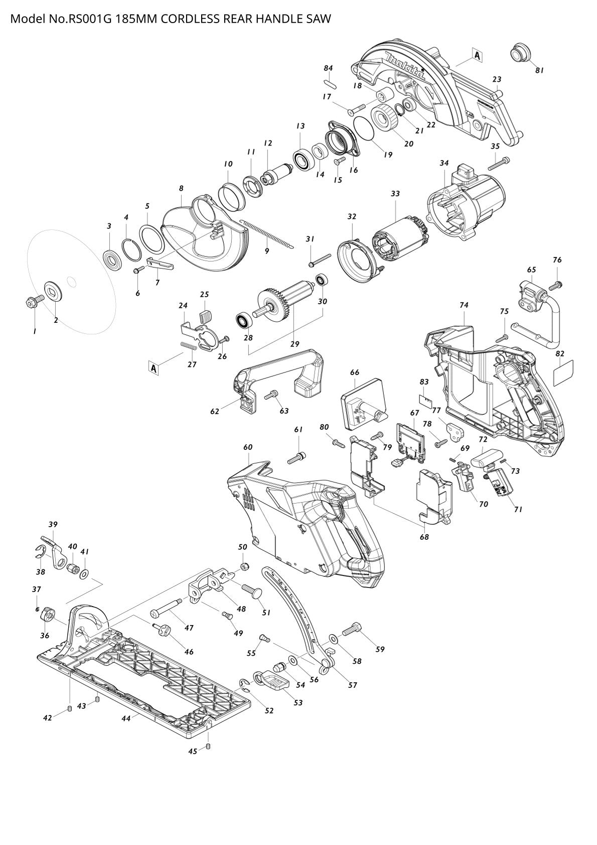Pièces détachées outil sans fil XGT Makita RS001G