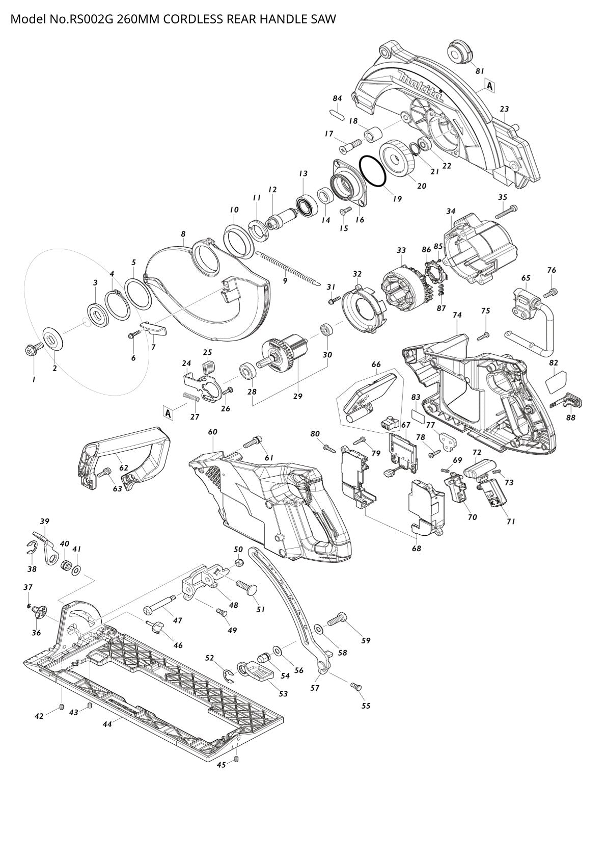 Pièces détachées outil sans fil XGT Makita RS002G