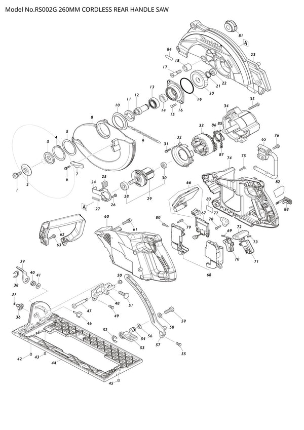 Pièces détachées outil sans fil XGT Makita RS002G