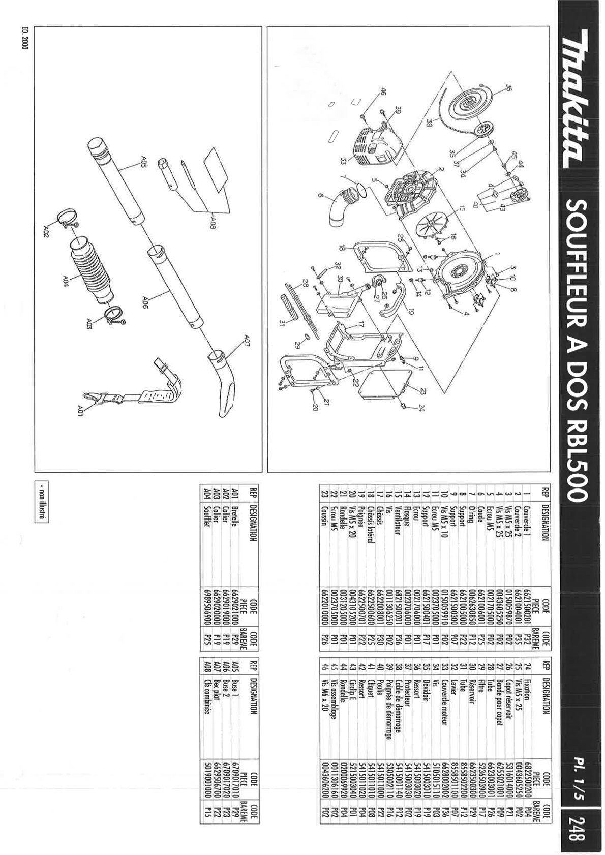 Pièces détachées outil de jardin thermique Makita RST250