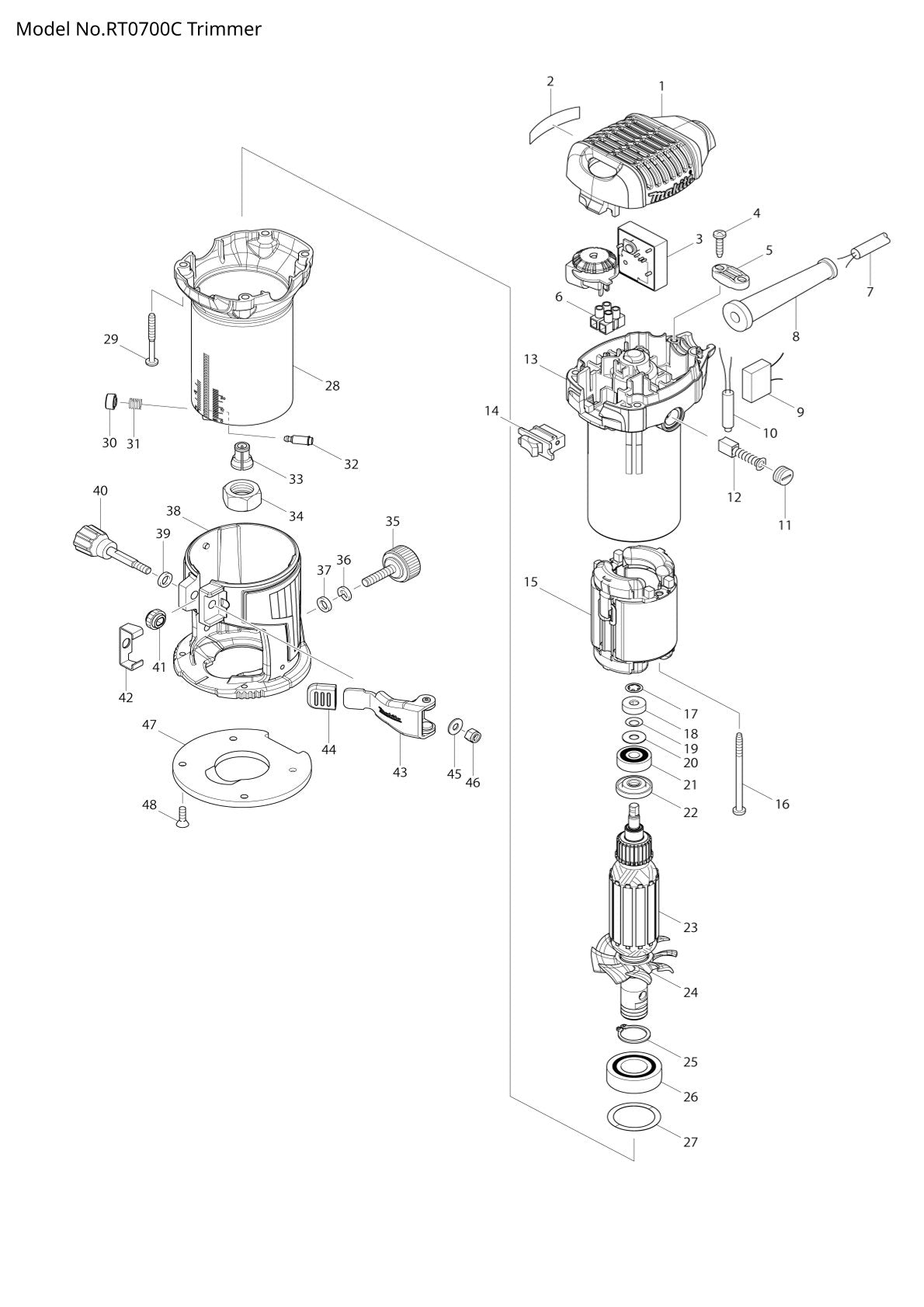 Pièces détachées défonceuse Makita RT0700C
