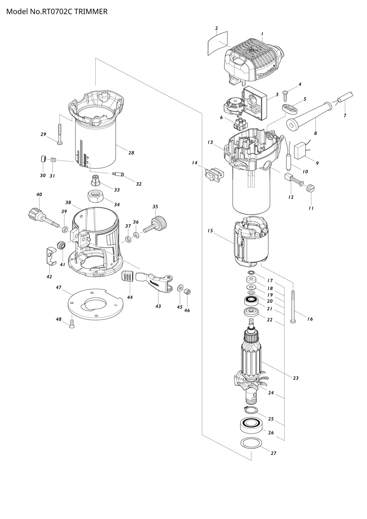 Pièces détachées défonceuse Makita RT0702C