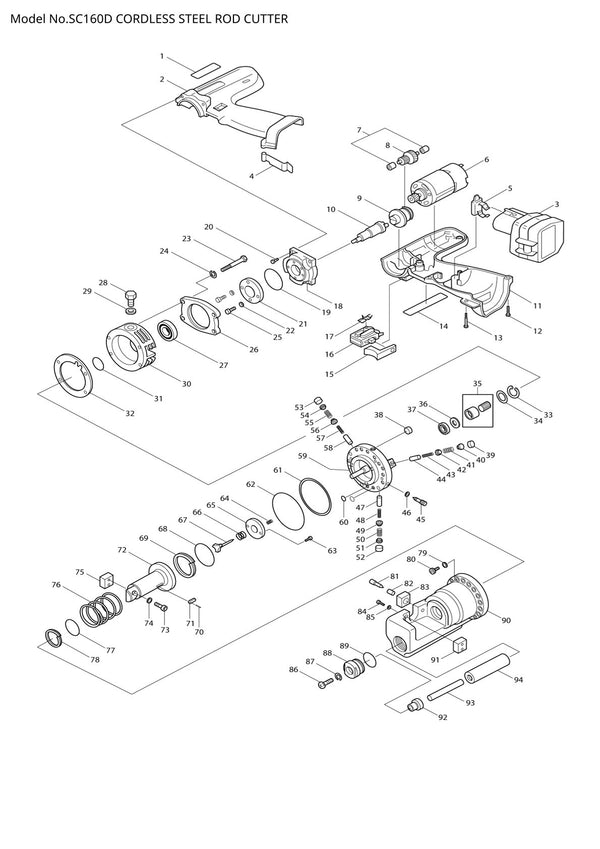 Pièces détachées coupe-tige sans fil Makita SC160D
