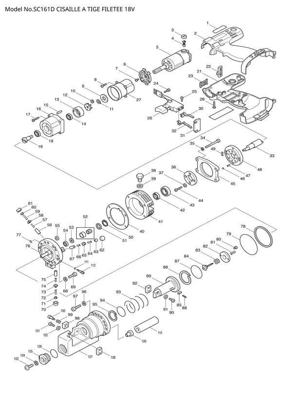 Pièces détachées coupe-tige sans fil Makita SC161D