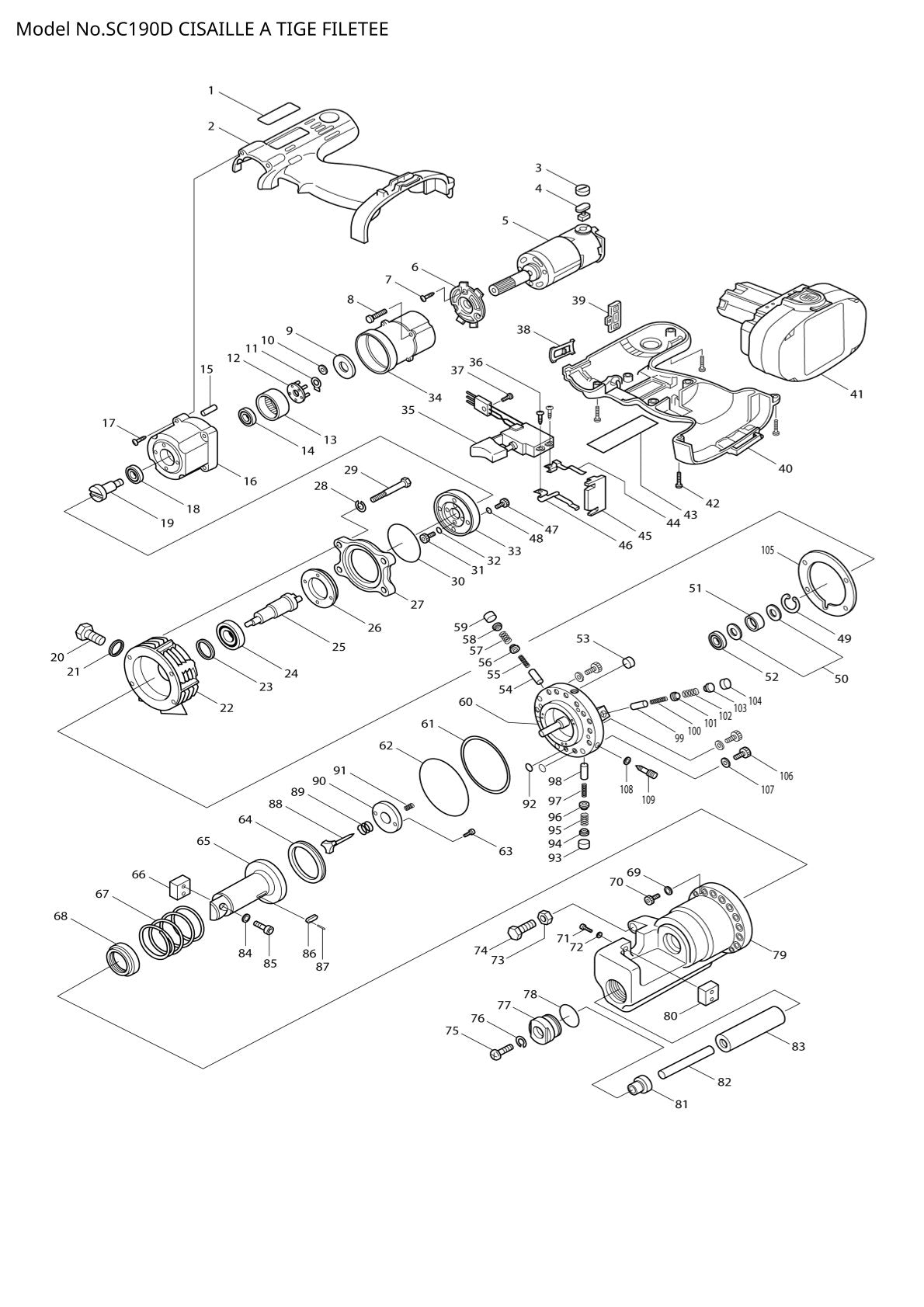 Pièces détachées coupe-tige sans fil Makita SC190D