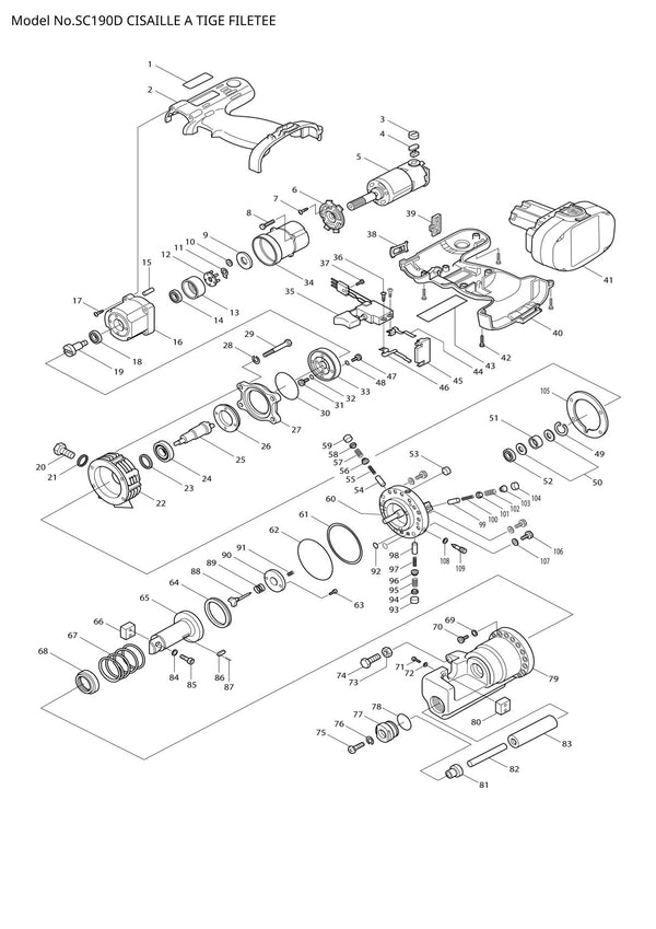 Pièces détachées coupe-tige sans fil Makita SC190D