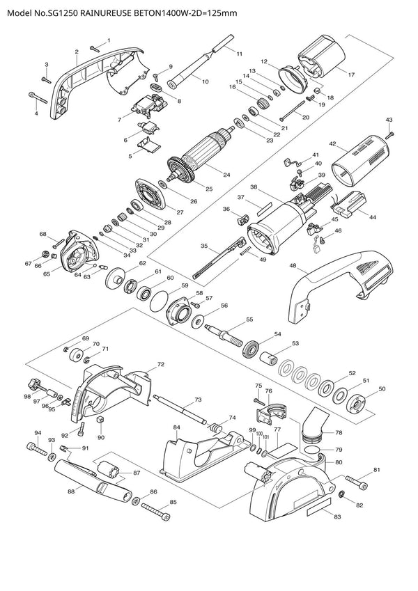 Pièces détachées rainureuse Makita SG1250