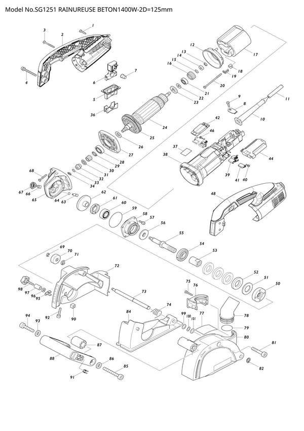 Pièces détachées rainureuse Makita SG1251