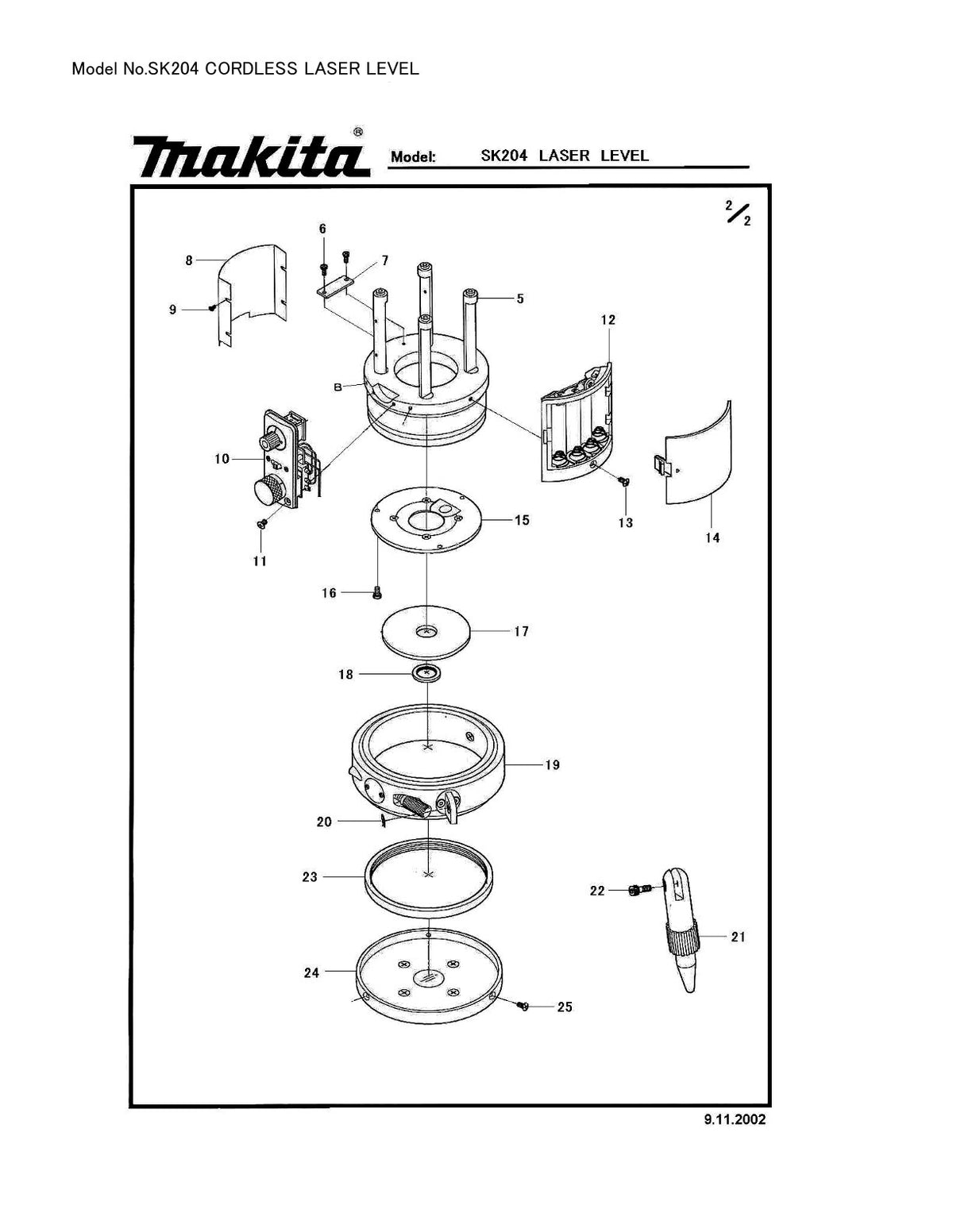 Pièces détachées laser de chantier Makita SK204