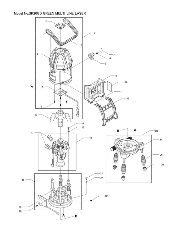 Pièces détachées laser de chantier Makita SK20GD