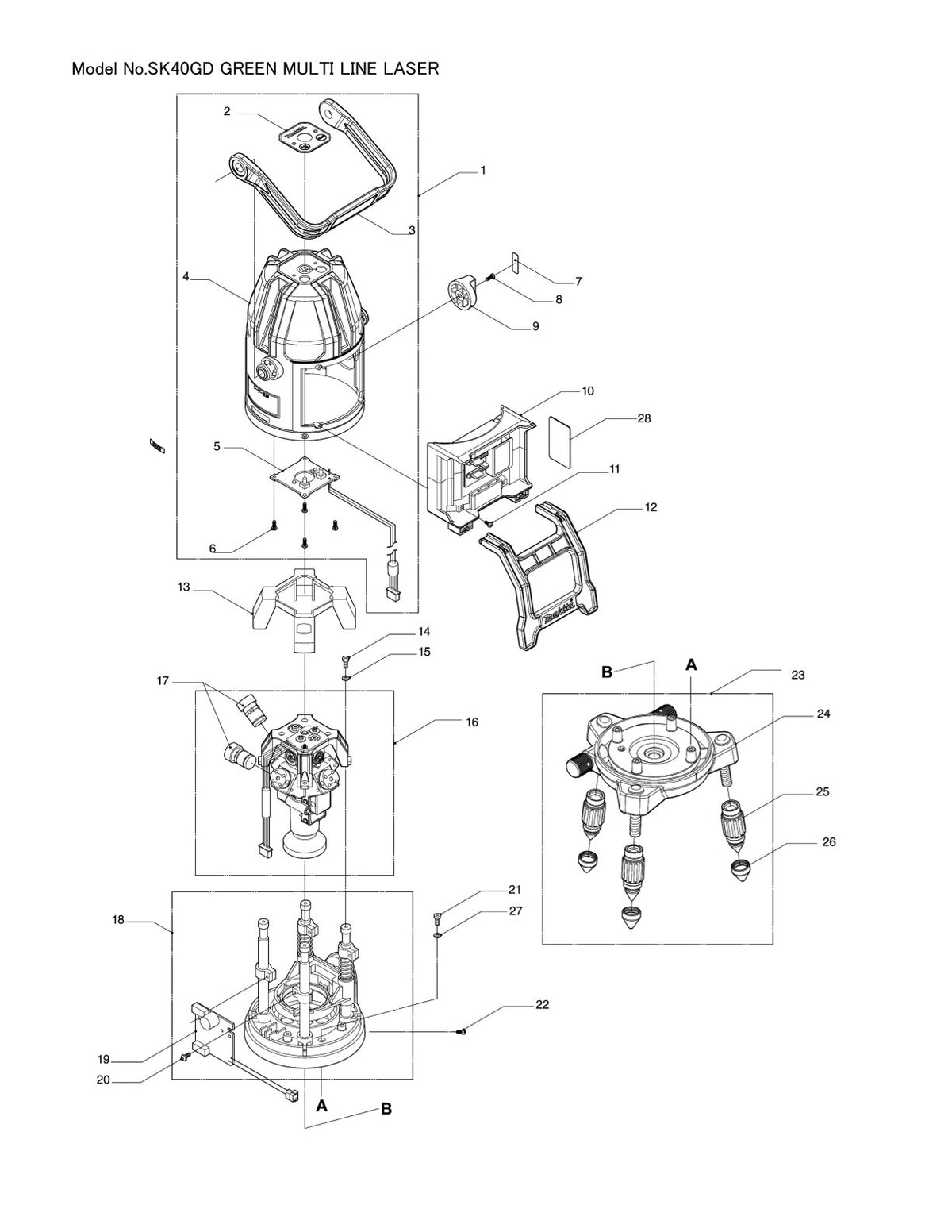 Pièces détachées laser de chantier Makita SK40GD