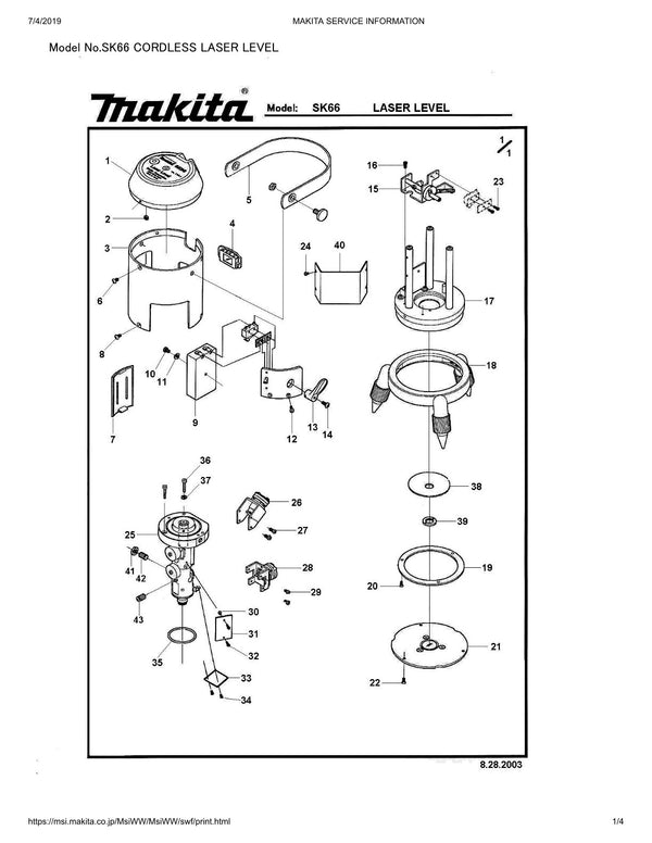 Pièces détachées laser de chantier Makita SK66