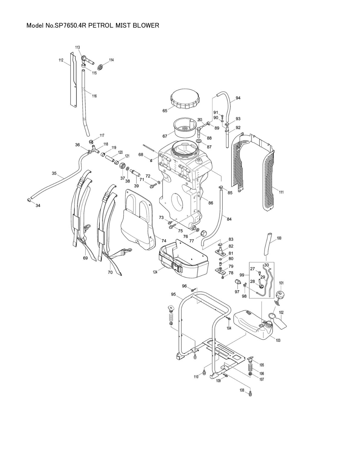 Vue éclatée Makita SP-7650.4R - page 2