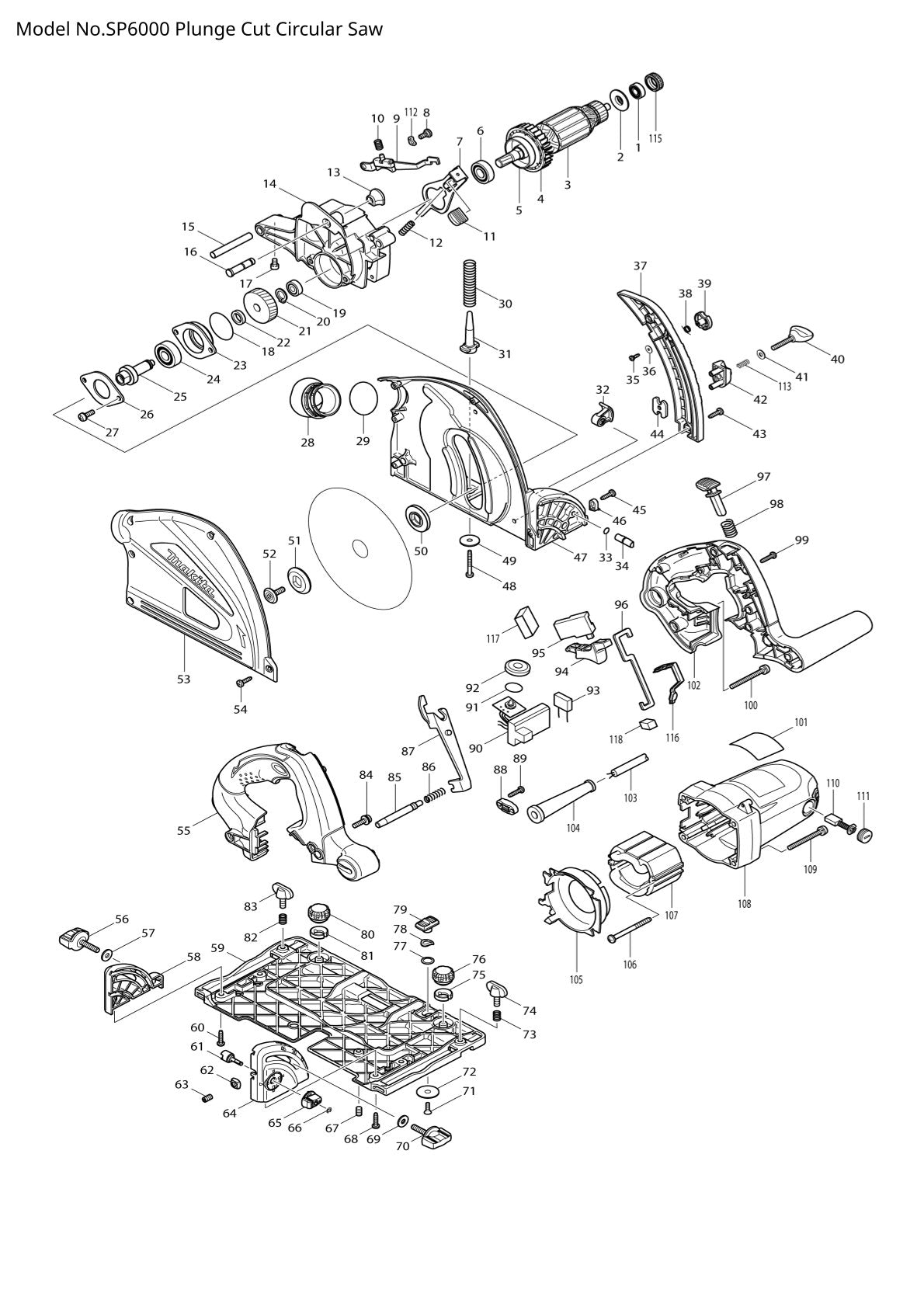 Pièces détachées scie plongeante Makita SP6000