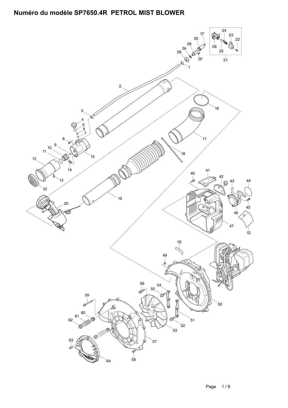 Pièces détachées souffleur thermique Makita SP76504R