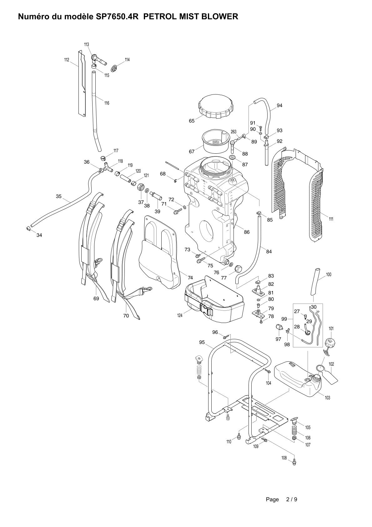 Pièces détachées souffleur thermique Makita SP76504R