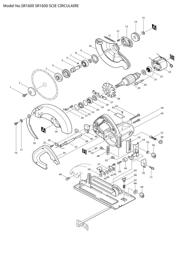 Pièces détachées ponceuse orbitale Makita SR1600