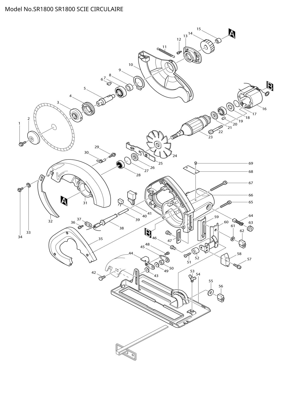 Pièces détachées ponceuse orbitale Makita SR1800
